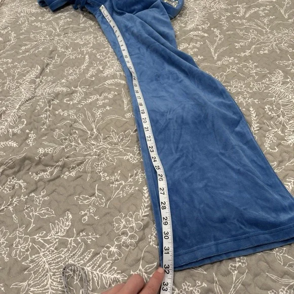 Juicy Couture Crown Heritage Cotton Velour Sweatpants Rhinestones Blue LARGE - Picture 10 of 12